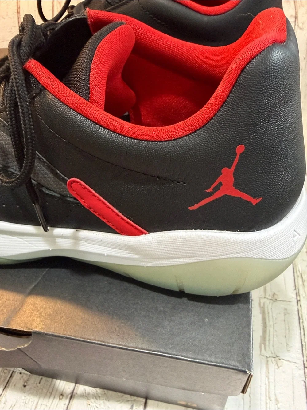 Nike Air Jordan Men's Black and Red CMFT Low-Top Sneakers Size 15
